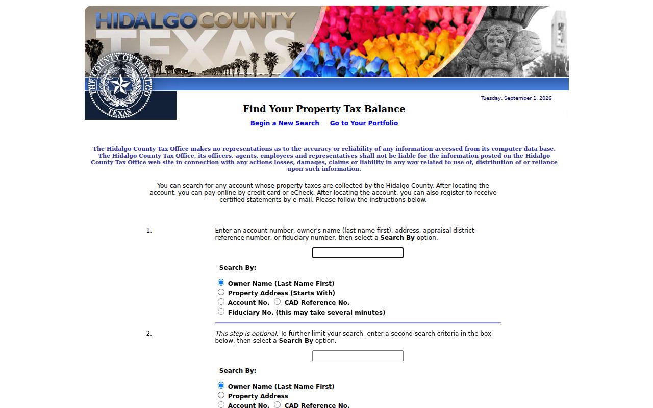 Pharr residents directory Hidalgo tax address search controls