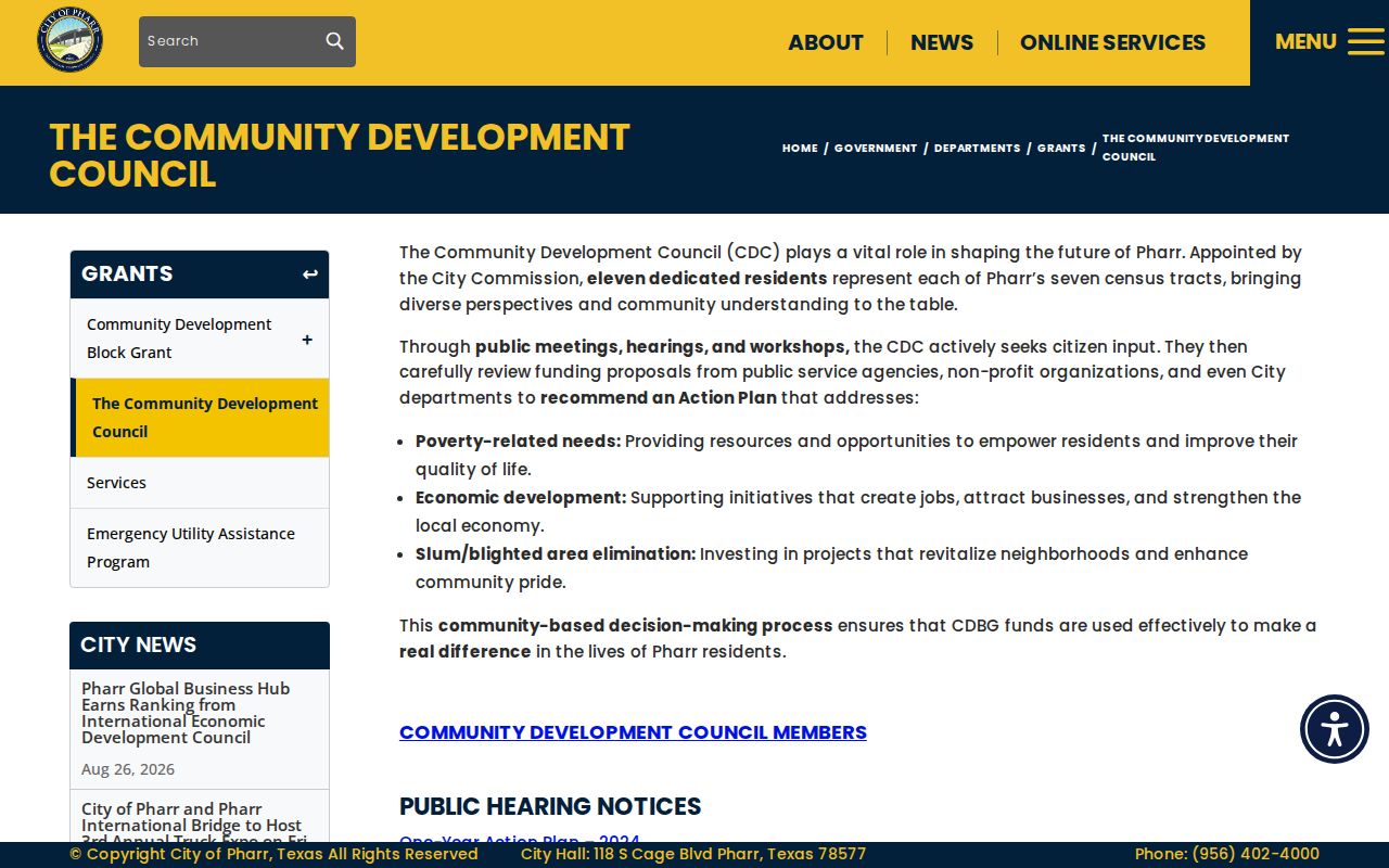 Pharr neighbors civic context from the Community Development Council