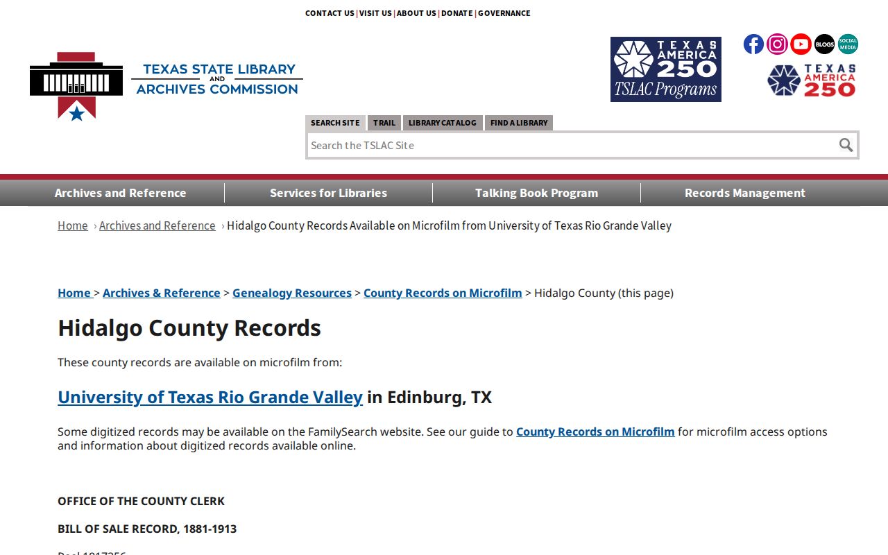 Pharr previous residents research using Hidalgo County reel inventory